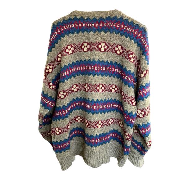 Vtg 80s Bancroft New York Sweater 100% Shetland Wool Hong Kong Men's L Preppy - Picture 4 of 8